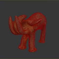 Artistic Rustic Brown Elephant Sculpture With Textured Surface On Dark Background