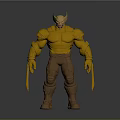 Muscular Yellow Superhero Figure With Red Head Gray Pants And Claws