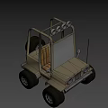 Khaki Off Road Utility Vehicle With Four Round Roof Lights Brown Seats And Large Wheels
