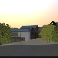 Modern Commercial Street Design With Lush Greenery And Pedestrian Walkways