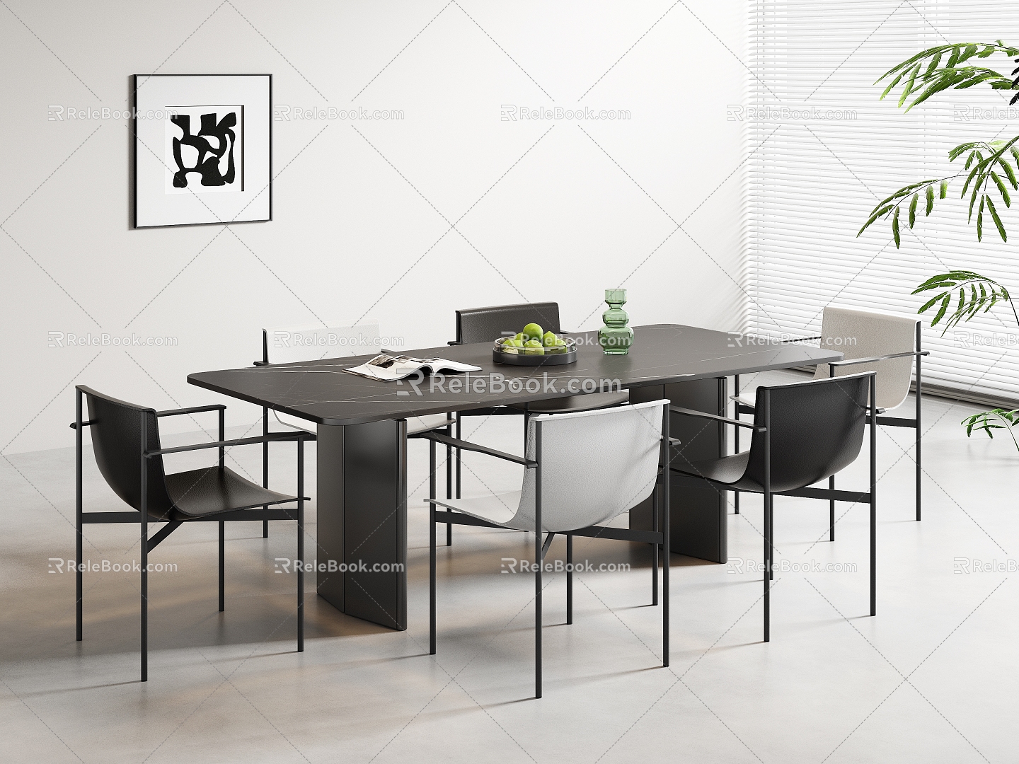 Modern Dining Table and Chair Combination Dining Table and Chair Combination Minimalist Dining Table and Chair Rectangular Dining Table and Chair Marble Dining Table Leather Dining Chair Multi-Person Dining Table and Chair model