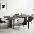 Modern Dining Table and Chair Combination Dining Table and Chair Combination Minimalist Dining Table and Chair Rectangular Dining Table and Chair Marble Dining Table Leather Dining Chair Multi-Person Dining Table and Chair 3d model
