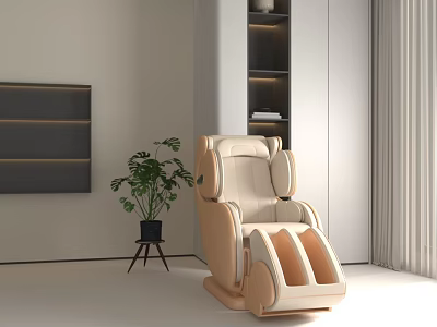 Modern Beige And Brown Massage Chair In Elegant Minimalist Living Room Interior 3d model