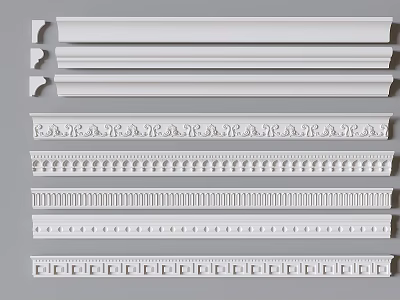 Various Decorative Crown Molding Designs With Intricate Patterns For Home Decor 3d model