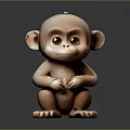 Home Furniture Decorative Ornament With 3D Rendered Brown Monkey In Sitting Position