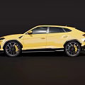 Yellow Sports SUV Car With Black Wheels And Aggressive Front Styling