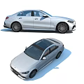 Mercedes-Benz Silver Sedan Exterior With Modern Styling Front And Rear Views
