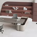 Modern Office Desk With Ergonomic Chair Built in Shelves And Minimalist Workspace