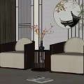 New Chinese Casual Sofa Combination Single Sofa Combination 3d model