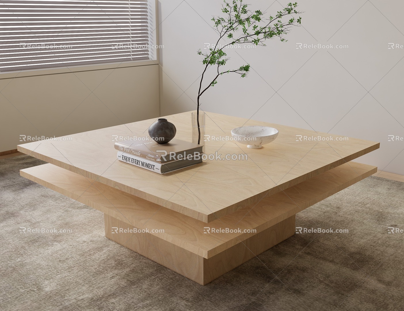 Modern Coffee Table Modern Square Coffee Table Wooden Coffee Table 3d model