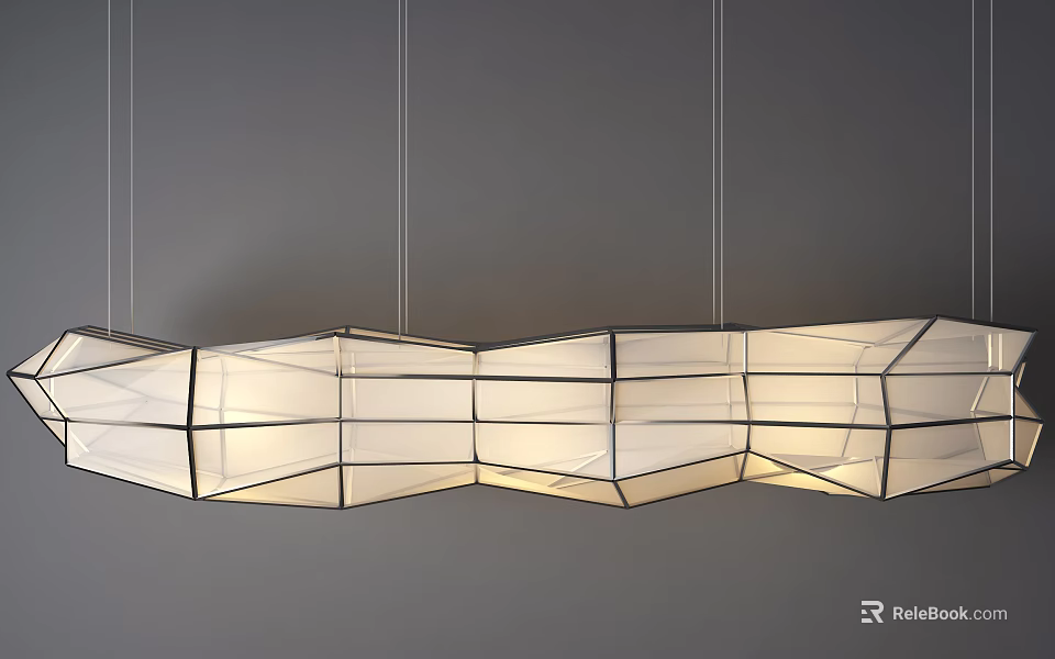 Modern Unique Shaped Chandelier With Geometric Structure And Soft Ambient Lighting 3d model