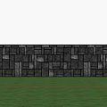 Natural Stone Feature Wall With Green Plants And Lush Green Grass