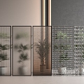 Modern glass brick partition 3d model