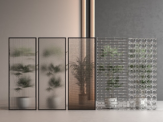 Modern glass brick partition 3d model