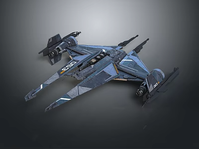 Futuristic Sci-Fi Spaceship with Dark Gray Geometric Patterns and Sleek Sharp Wings 3d model