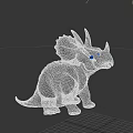 Triceratops Reptile Standing With Three Horns Frill Brown Textured Skin White Horn Tips Claws