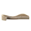 Modern Curved Irregular Shaped Sofa With Wave Like Design And Beige Upholstery