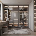 Modern Walk In Closet With Glass Doors Vanity And Storage