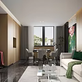 Elegant Hotel Mahjong Room Interior Design With Mahjong Table Comfortable Chairs And Decorative Lighting
