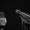 Black Tactical Rifle Close Up View With Modern Design And Gun Details
