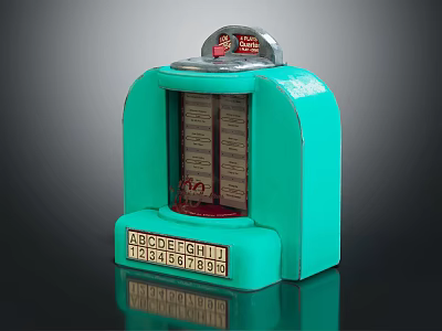Vintage Style Decorative Ornament Set With Turquoise Jukebox Design And Front Buttons 3d model