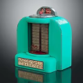 Vintage Style Decorative Ornament Set With Turquoise Jukebox Design And Front Buttons