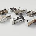 Various Modern Kitchen Island Designs With Different Materials And Matching Chairs 3d model