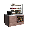 Mall Dessert Counter With Glass Display Shelves Cash Register And Wooden Cabinet