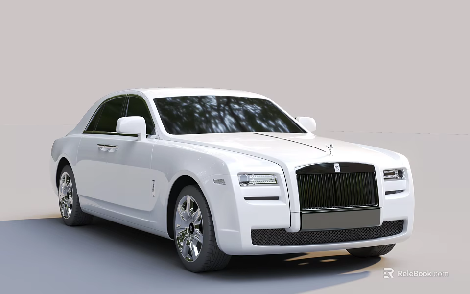 White Rolls Royce Luxury Sedan Side View 3d model 
