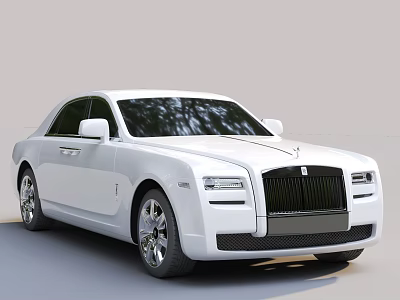 White Rolls Royce Luxury Sedan Side View 3d model