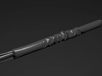 Grey Tactical Baton Weapon With Wrapped Grip And Textured Surface Design 3d model