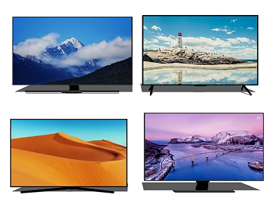 Televisions Showcasing Various Scenic Landscapes Including Mountains Deserts And Seascapes 3d model