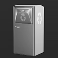 Public Recycling Trash Can With Silver Body And Recycle Symbol Design