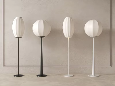 Modern Minimalist Floor Lamps With Black And White Bases And Different Shade Designs 3d model