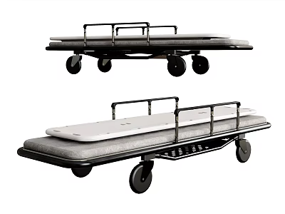 Durable Medical Stretcher with Movable Wheels Padded Mattress and Side Rails for Hospital Patient Transport 3d model
