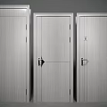 Three Modern Flush Doors With Wooden Texture And Simple Handle Design 3d model