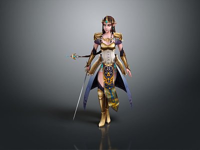 Modern Game Character Princess Zelda Princess Salda Classical Beauty 3d model