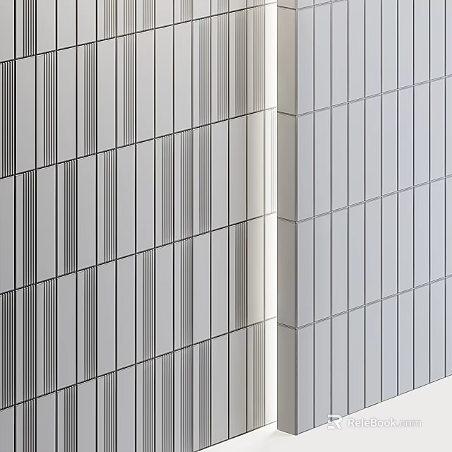 Modern Wall Surface With Vertical Striped Panel And Light Gray Texture Design 3d model 