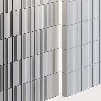 Modern Wall Surface With Vertical Striped Panel And Light Gray Texture Design 3d model
