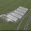 Modern Large Scale Industrial Factory Complex with Surrounding Highways and Roads