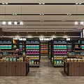 Modern Supermarket Department Store Interior With Service Counter Menu Boards Cash Registers And Display Cases