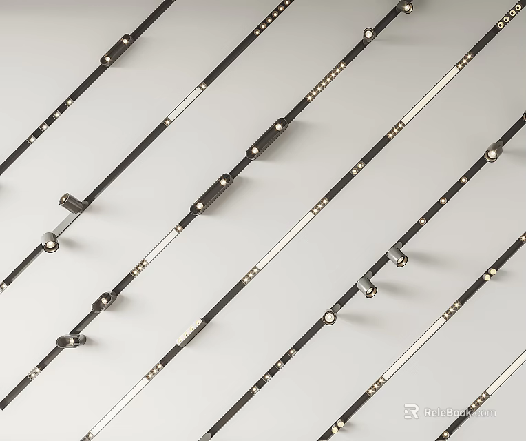 Downlights and Spotlights Modern Track Lighting Fixtures with Sleek Metal Design and Installation 3d model 