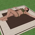 Woman Lying on Brown and White Blanket in Green Grass Area Wearing Bikini