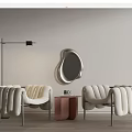 Modern Casual Sofa Combination Single Person Sofa Side Table Corner Floor Lamp Wall Decoration 3d model