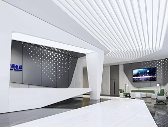 Modern Hall Office Lobby 3d model
