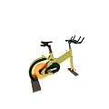 Home Fitness Equipment Stationary Bike With Green Yellow Frame And Comfortable Seat
