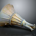 Vintage Metal Horn Speaker With Classic Funnel Shape And Worn Finish