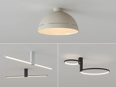 Modern Ceiling Lights With Dome Linear And Ring Shapes For Home Interior 3d model