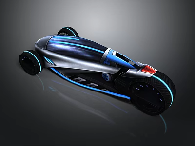 Futuristic Concept Vehicle With Streamlined Body Blue Accent Lights And Aerodynamic Wheels 3d model