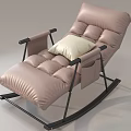 Modern Pink Padded Lounge Chair With White Pillow And Black Metal Frame